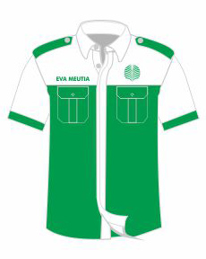 seragam kantor hijau putih